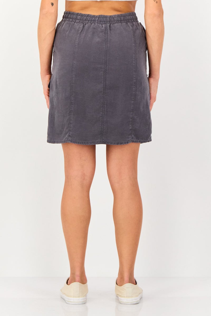 promod Women Solid Mini Skirt, Dark Grey - Image 3